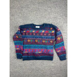 Vintage Millma Alpaca Sweater Women's L Colorful Pullover Crew Neck Handmade